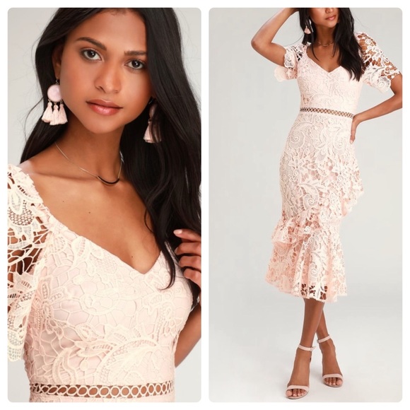 Lulus Briarwood Blush Pink Lace Ruffled 